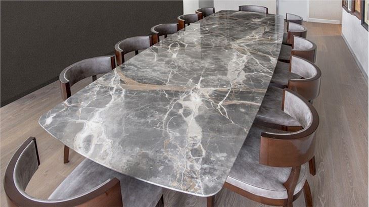 Caramel Grey Marble Table