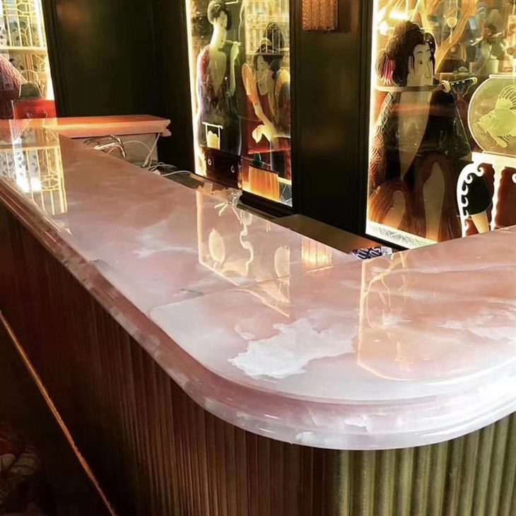 Pink Onyx Slab Bar Top